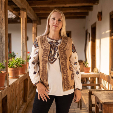 Veste - Vesta traditionala Paula - Piele Intoarsa