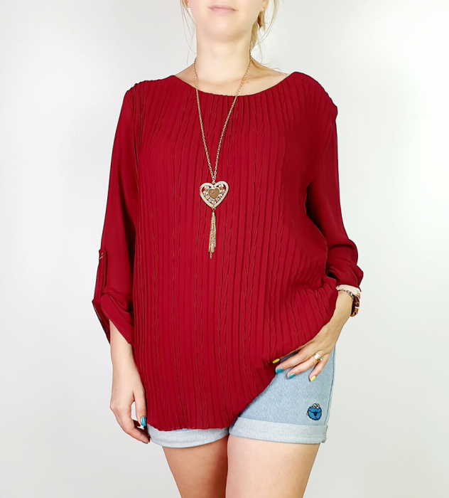 Bluza plisata Bordo Camelia