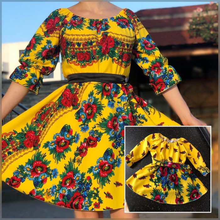 Set rochii cu motive florale - Mama si Fiica - model 10