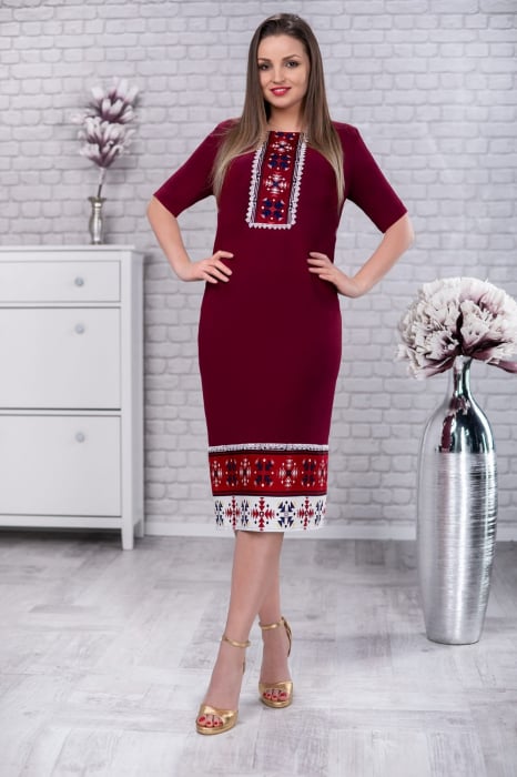 Rochie stilizata cu motive traditionale Lili