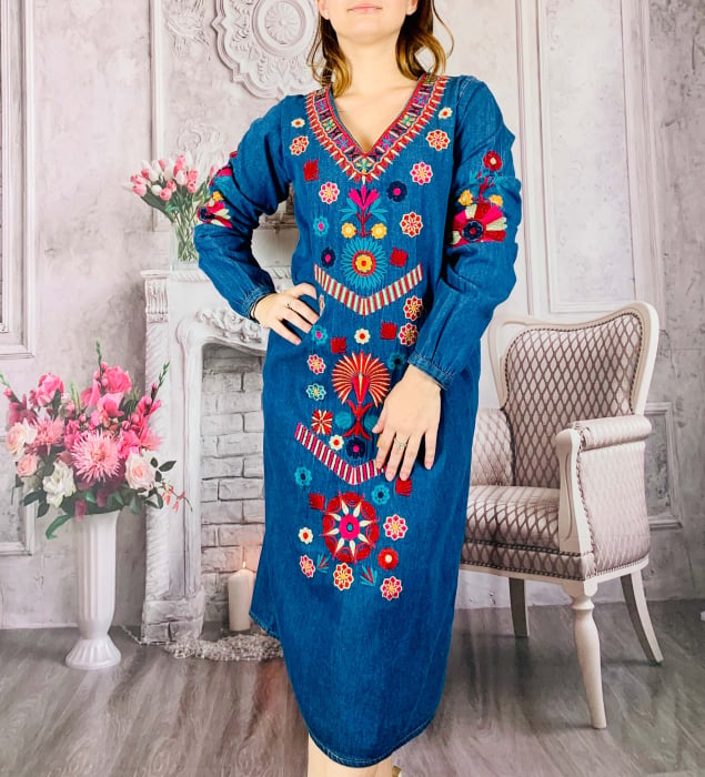 Rochie Traditionala din denim Sanda 14