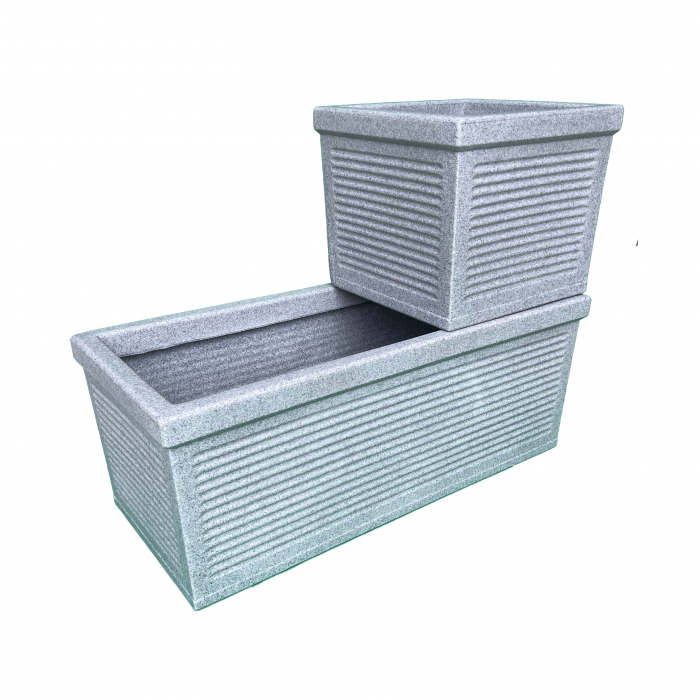 Ghiveci PE modern, pătrat, imitație ceramică, model  LINE L [2]