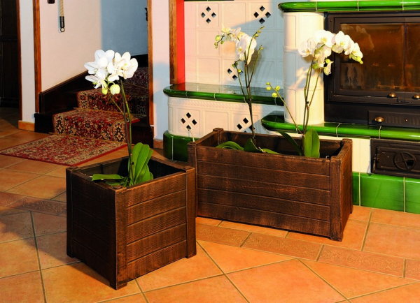 Ghiveci PE rustic, pătrat, imitație lemn, model TEAK S [2]