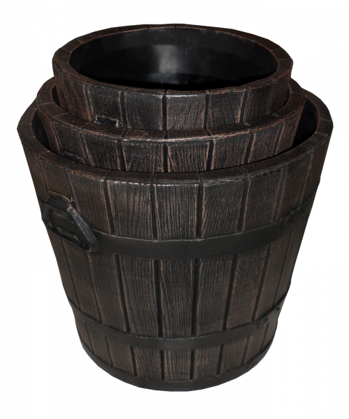Ghiveci PE rustic, rotund, imitație ciubăr, model POLKA M, Ø39 cm, 30 litri [2]
