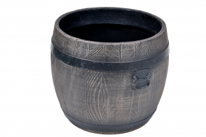 Ghiveci PE rustic, rotund, imitație butoi, model BOLERO XXXL