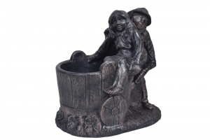 Decoratiuni terasa si gradina - Decorațiune PE, vintage, model FATĂ și BĂIAT cu ROABA