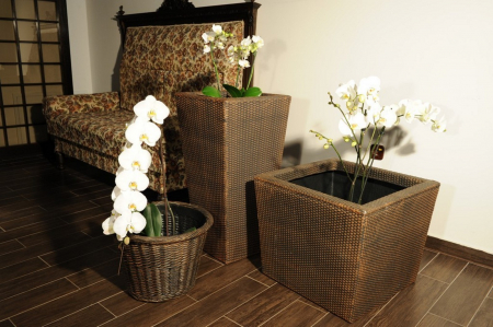 Ghiveci PE modern, pătrat, imitație bambus, model BAMBUS XL [1]