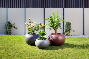 Ghiveci PE modern, rotund, imitație granit, model SWING LOW L [1]