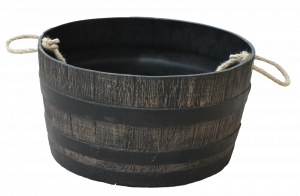 Ghiveci PE rustic, rotund, imitație ciubăr, model MAMBO M [3]