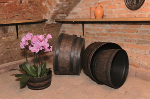 Ghiveci PE rustic, rotund, imitație ciubăr, model MAMBO XL [2]