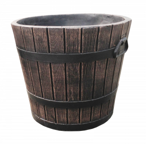 Ghiveci PE rustic, rotund, imitație ciubăr, model POLKA M, Ø39 cm, 30 litri [2]