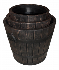 Ghiveci PE rustic, rotund, imitație ciubăr, model POLKA M, Ø39 cm, 30 litri [1]