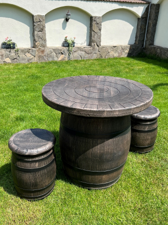 Set Masă cu 2 scaune din PE, imitație butoiaș, model DINE [2]