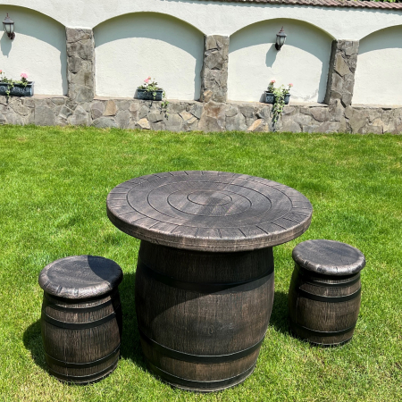 Set Masă cu 2 scaune din PE, imitație butoiaș, model DINE [3]