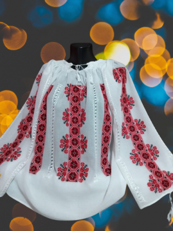 Ii traditionale cu maneca lunga - Ie cusuta manual pe panza topita