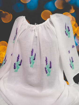 Bluze tip ie - Ie cusuta manual pe panza topita, motiv floral