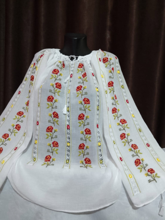Ii traditionale cu maneca lunga - Ie traditionala cusuta manual  pe panza topita