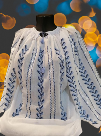Ii traditionale cu maneca lunga - Ie traditionala cusuta manual pe panza topita