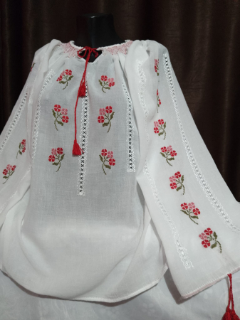 Ii traditionale cu maneca lunga - Ie traditionala cusuta manual pe panza topita