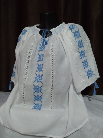Ii traditionale cu maneca scurta - Ie traditionala cusuta manual pe panza topita
