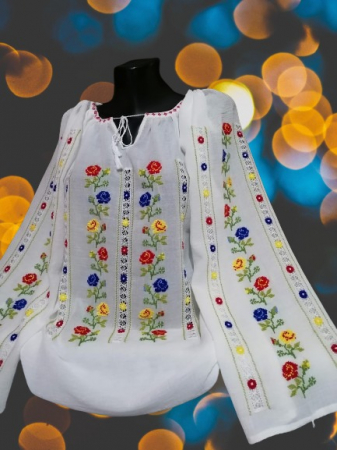 Ii traditionale cu maneca lunga - Ie traditionala cusuta manual pe panza topita