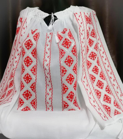 Ii traditionale cu maneca lunga - Ie traditionala cusuta manual pe panza topita