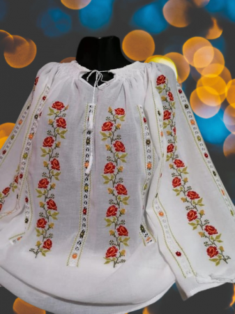 Ii traditionale cu maneca lunga - Ie traditionala cusuta manual pe panza topita