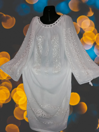 Rochii/Tunici - Rochie cusuta manual pe panza topita