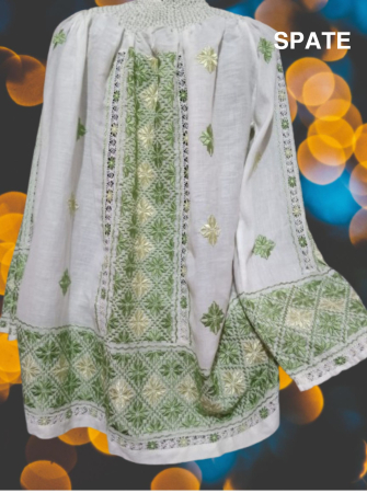 Tunica brodata manual cu matase pe panza topita premium(amestec in si bumbac) [5]