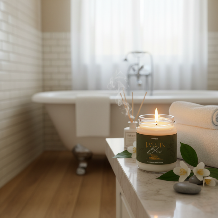 Jasmin Bliss- Lumânare parfumată cu iasomie albă, lemn de cașmir și chihlimbar [4]