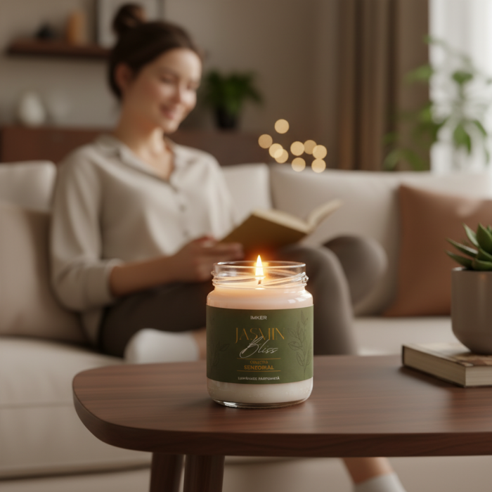 Jasmin Bliss- Lumânare parfumată cu iasomie albă, lemn de cașmir și chihlimbar [3]
