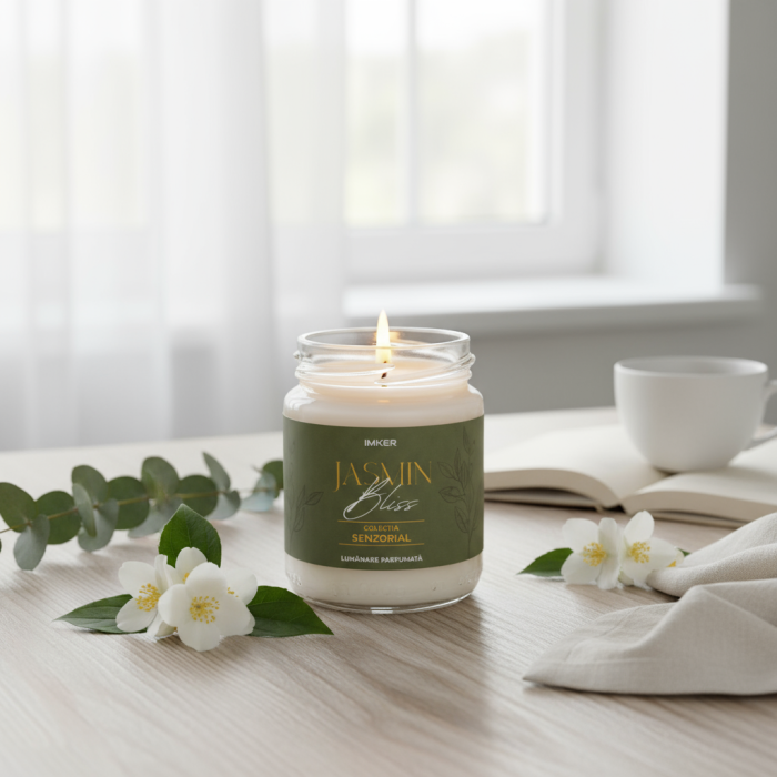 Jasmin Bliss- Lumânare parfumată cu iasomie albă, lemn de cașmir și chihlimbar [5]