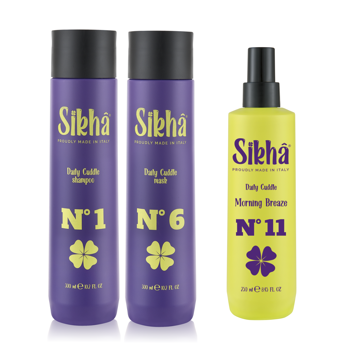 SIKHA packages - SIKHA Daily Cuddle Shampoo and Mask Package for frequent washing with Morning Breeze Styling Spray, 850 ml