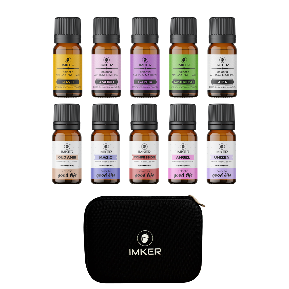 Pachete arome uleiuri esentiale - Pachet geanta + 10 parfumuri 10 ml top aprecieri ambele colectii