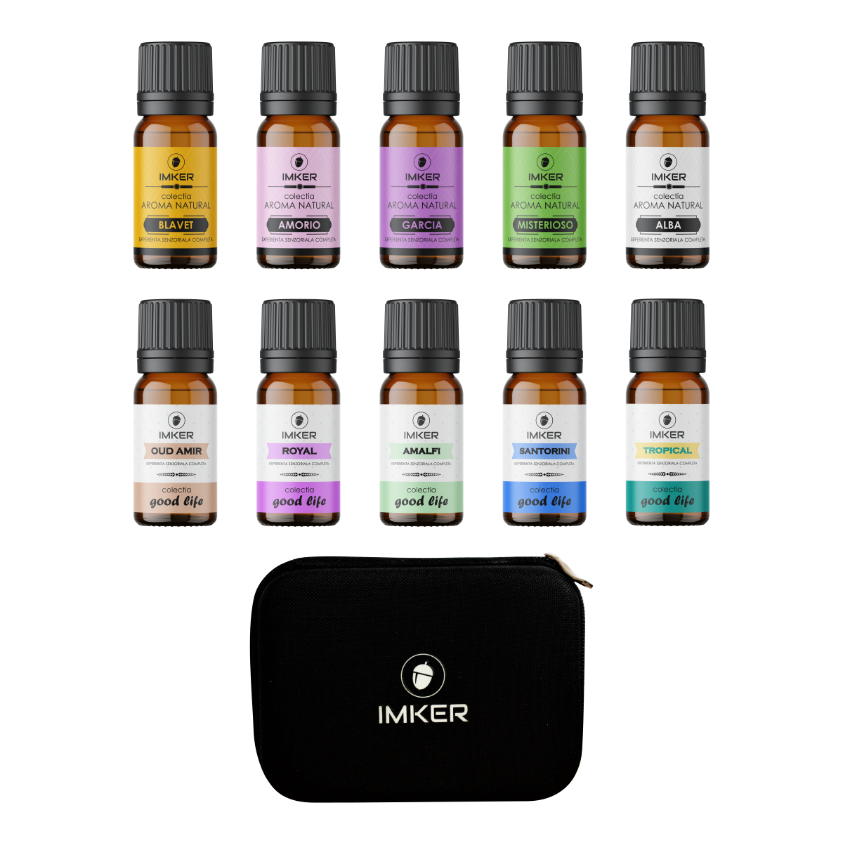 Essential oil aroma packages - Pachet geanta + 10 parfumuri 10 ml top aprecieri ambele colectii