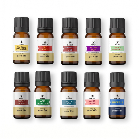 6 premium ambient fragrances from the IMKER GoodLife 2025 collection – SPARK, PASSION, AMELIS, SOLE, HONOR, and COFFEE.