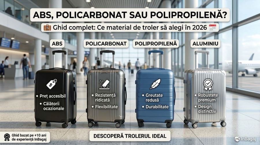 ABS, policarbonat sau polipropilenă? Ce material de troler să alegi în 2026