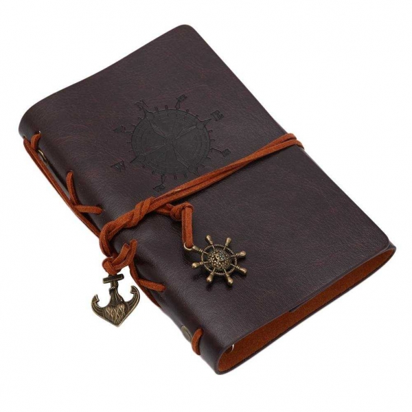 Agenda/Notebook Vintage de calatorie cu coperta din Piele Ecologica Maro [2]