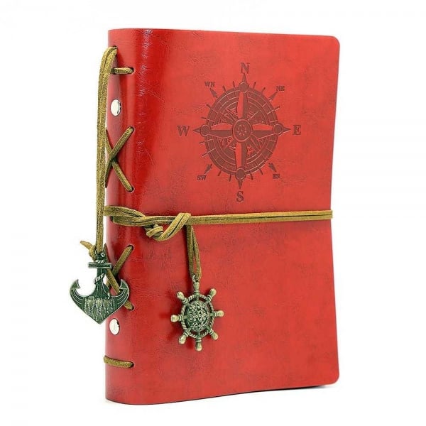 Agenda/Notebook Rosu Vintage de calatorie cu coperta din Piele Ecologica [1]