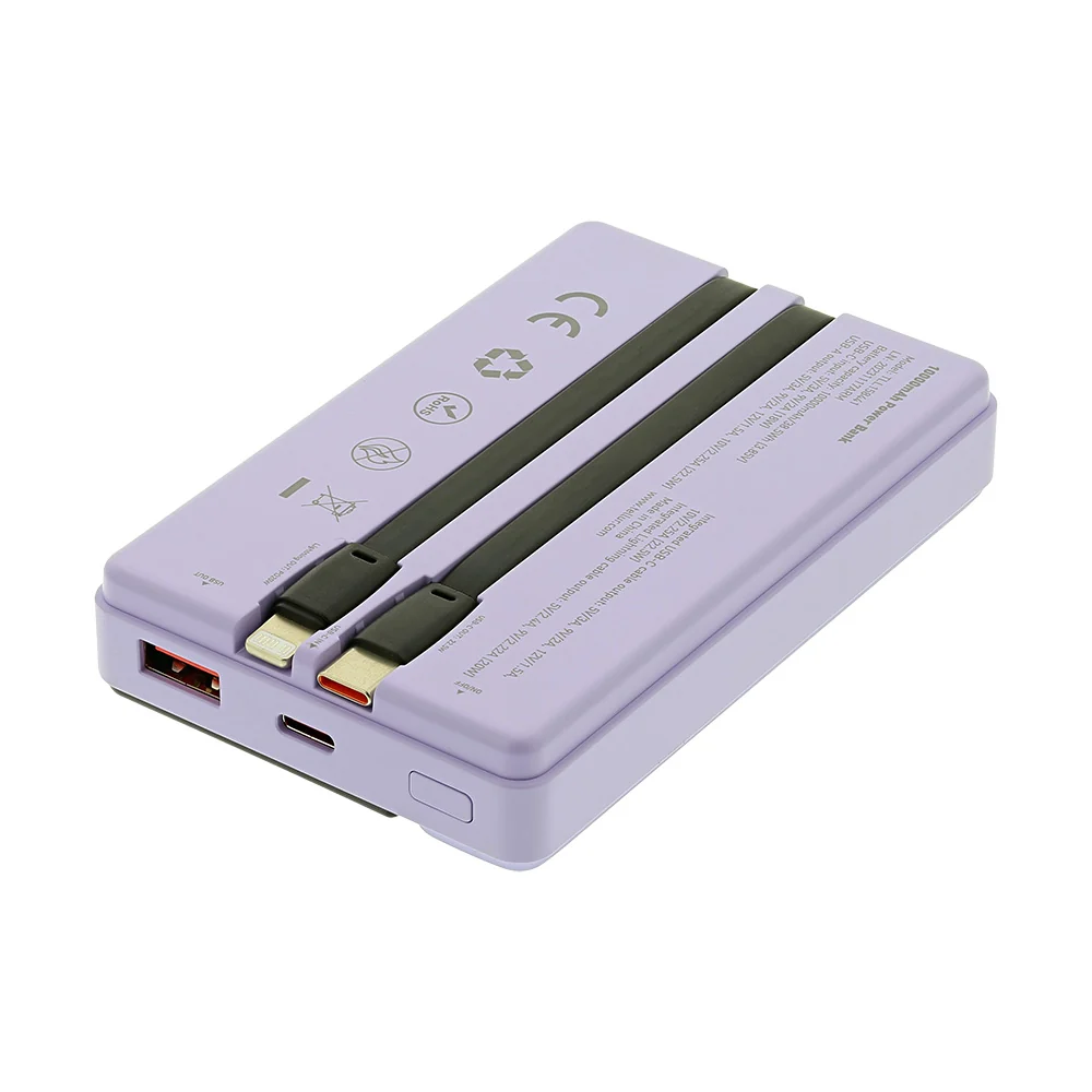 Baterie Externă 10000mAh, cabluri USB-C + Lightning integrate, QC3.0, PD3.0 [6]