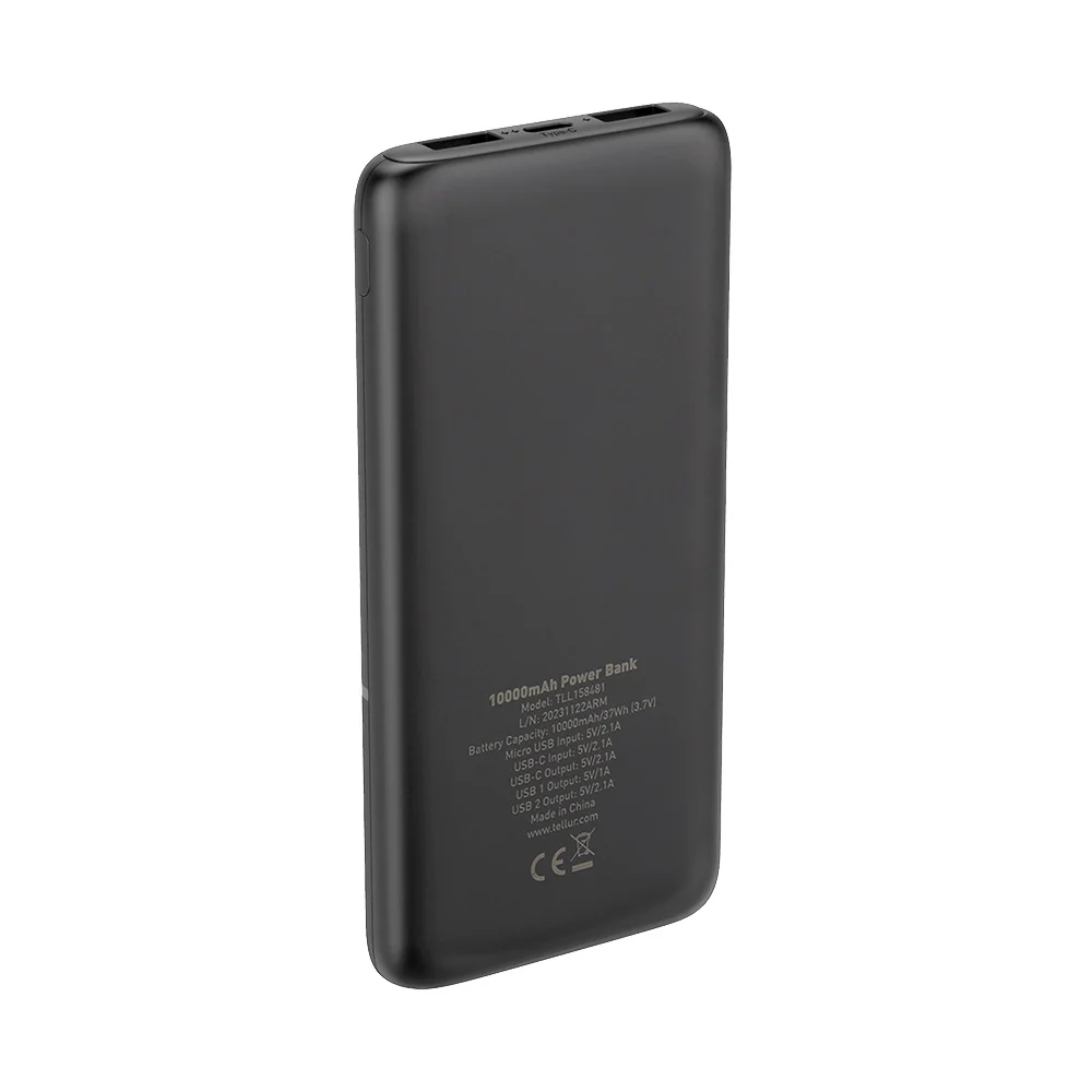 Baterie externa Tellur 10000mAh 2xUSB+USB-C+MicroUSB, negru [3]