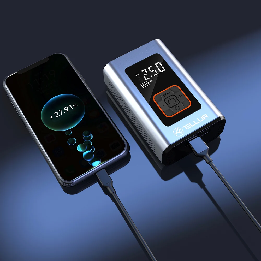 Compresor de aer portabil electric 150 PSI 16L/min 4000mAh Încărcare USB-C [5]