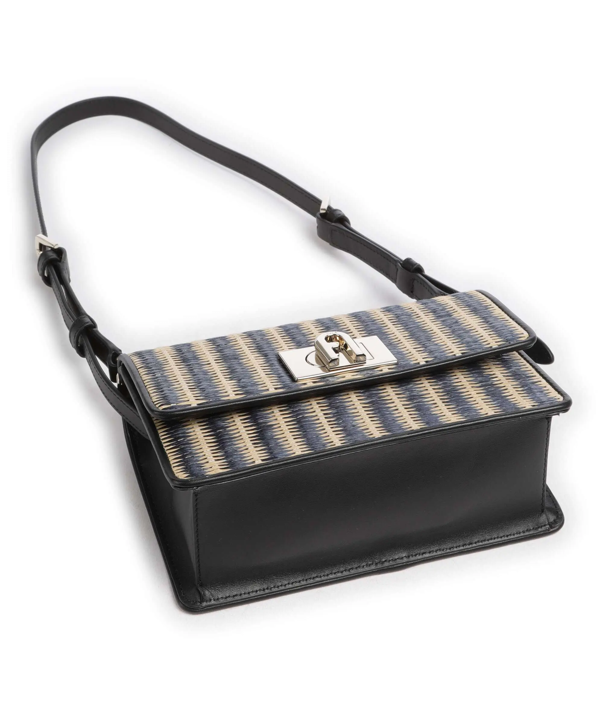 Furla 1927 Mini Geantă de umăr, piele fină neagră/bej [4]