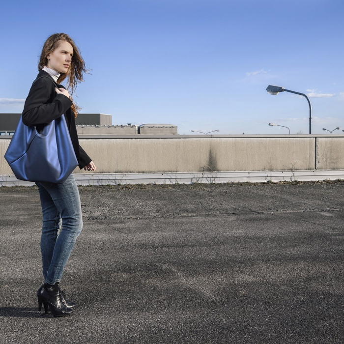 Geantă de damă IN.ZU BEVEL Albastru Prăfuit - Made in Italy [2]