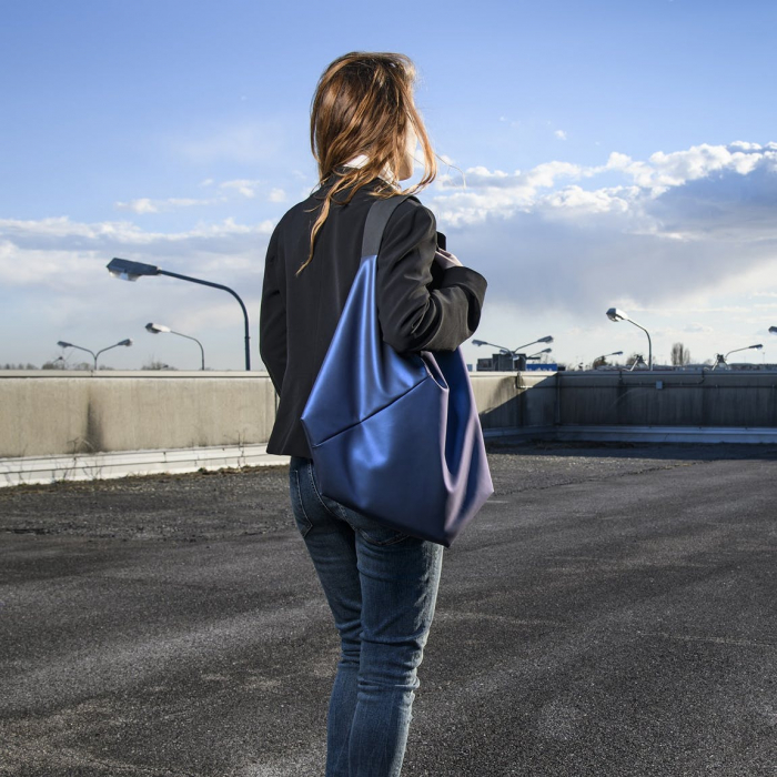 Geantă de damă IN.ZU BEVEL Albastru Prăfuit - Made in Italy [3]