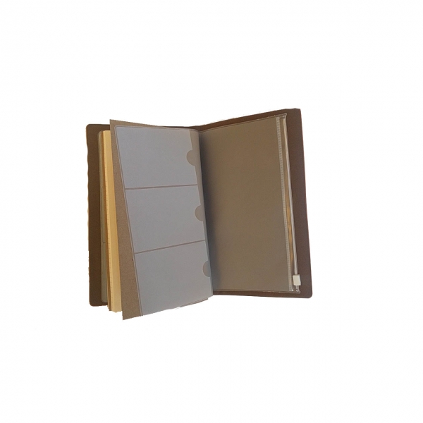 Agenda/Notebook Vintage A6 de calatorie cu coperta din Piele ecologica Maro Deschis [4]