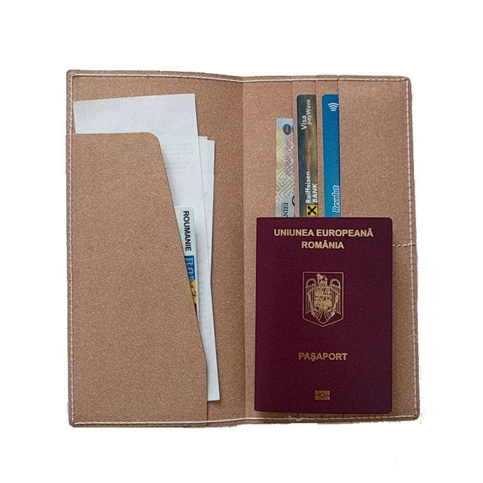 Plic port documente din piele - Crem [3]