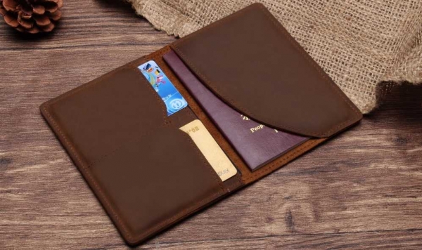 Husa Pasaport/ Portofel Piele Vintage - Negru [4]