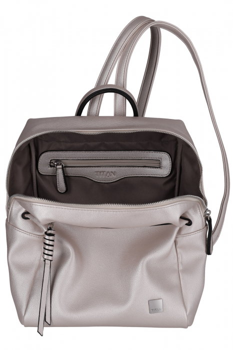 Rucsac de dama TITAN SPOTLIGHT ZIP bej metalic [2]