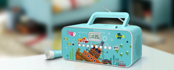 Sistem audio portabil MUSE M-29 KB, Display LCD, CD-Player, Radio, Microfon, Port USB, Turcoaz-Color [2]